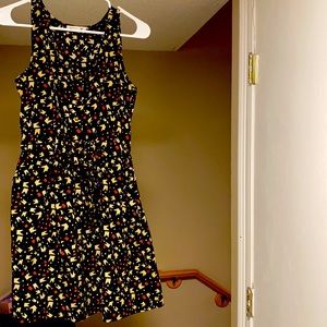 Tie front dress with brass buttons